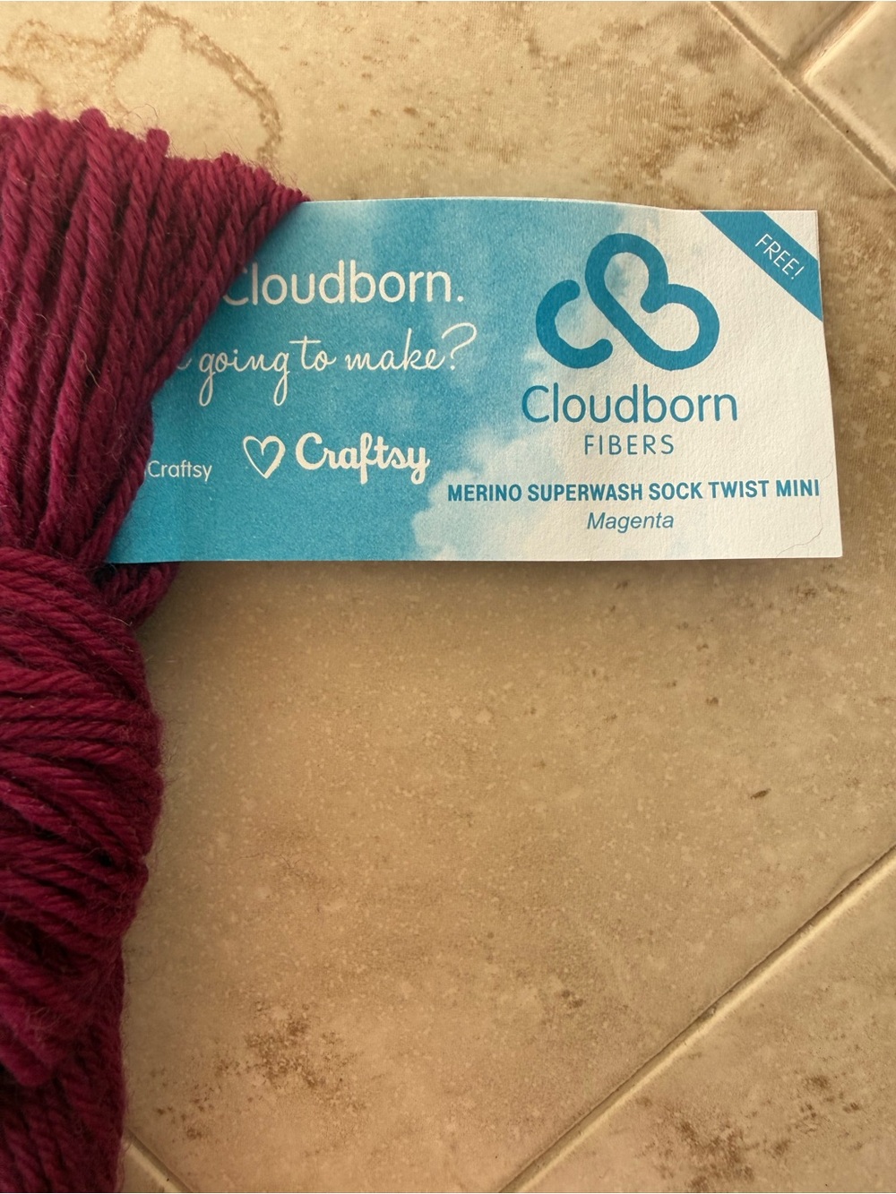 Cloudborn Fibers Magenta Merino Sock Twist Mini Yarn